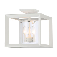 Golden Canada 2073-SF12 NWT-CLR - Golden Lighting Smyth 3-light 12"H Semi-Flush Mount in Natural White and Clear Glass